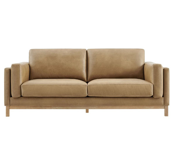 Amadeo Toast Vegan Leather Modern Sofa Beige sofa on a white background