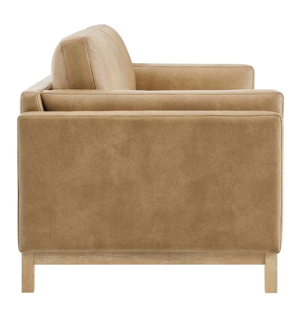 Amadeo Toast Vegan Leather Modern Sofa Beige armchair on a white background
