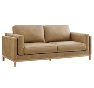 Amadeo Toast Vegan Leather Modern Sofa Beige sofa on a white background