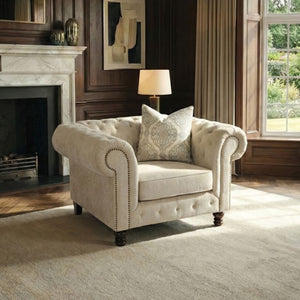 Amiri Traditional Beige Chesterfield Chair
