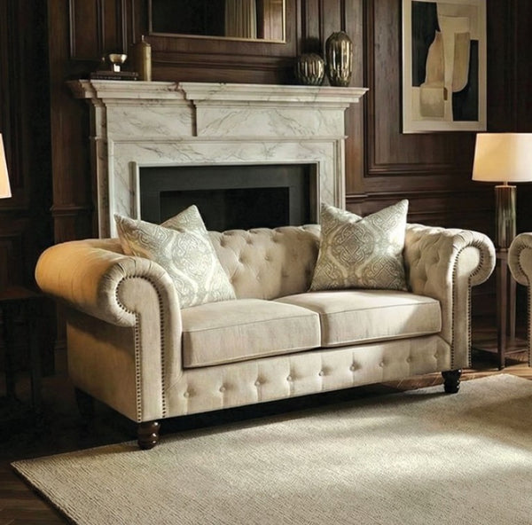 Amiri Traditional Beige Chesterfield Loveseat