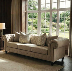 Amiri Traditional Beige Chesterfield Sofa