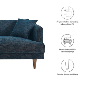 Annet modern navy fabric sofa  removable cushions with wooden legs