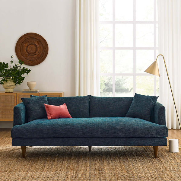 Annet modern navy fabric sofa with wooden legs