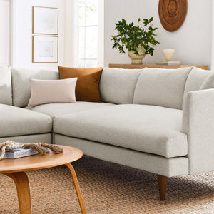 Annet modern sectional sofa in ivory color seat and pillows