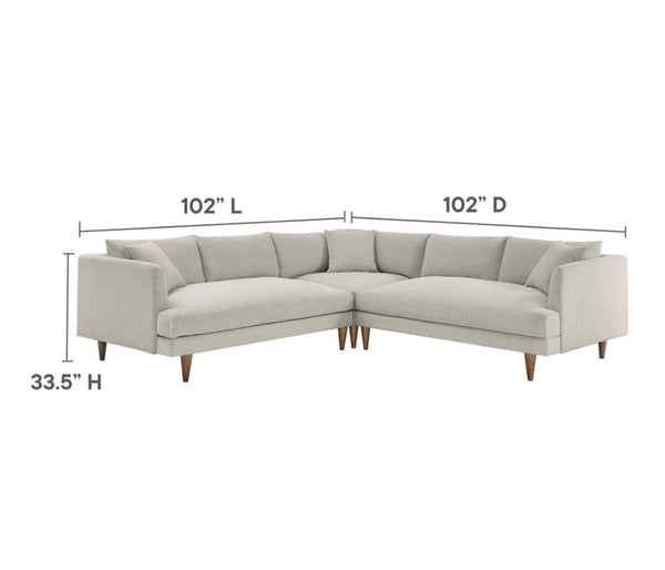 Annet modern sectional sofa in ivory color size