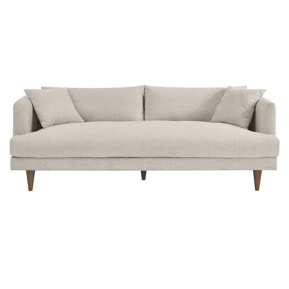 Annet modern ivory fabric sofa with wooden legs