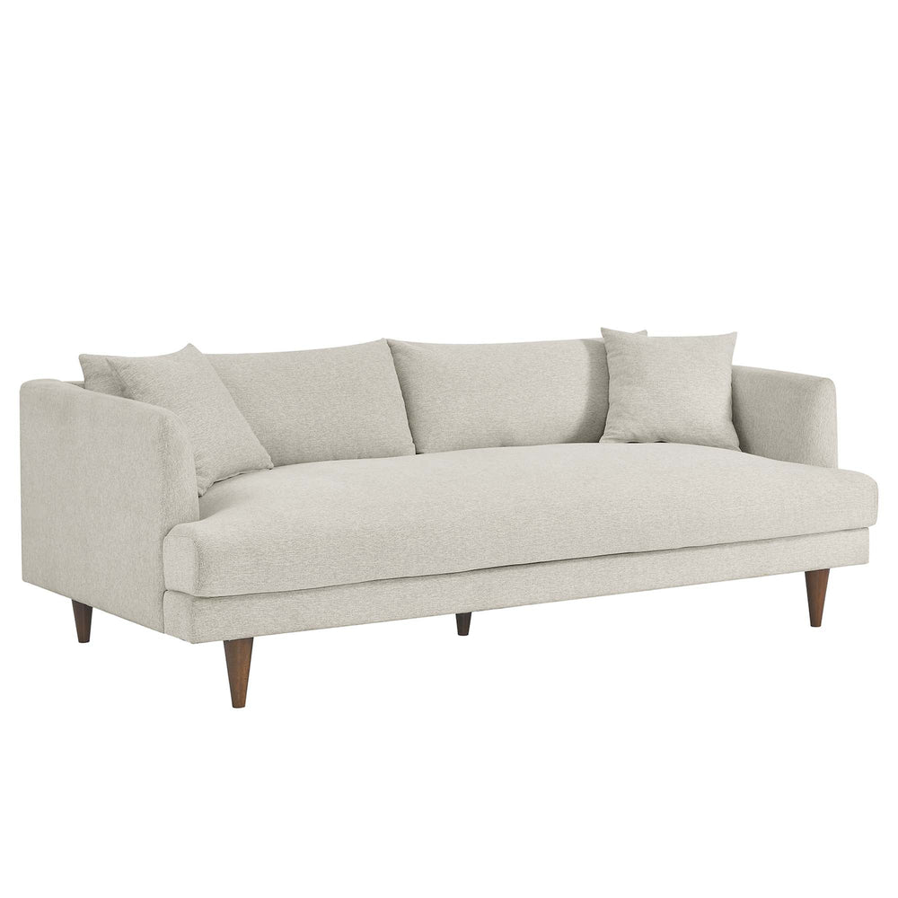 Annet modern ivory fabric sofa with wooden legs