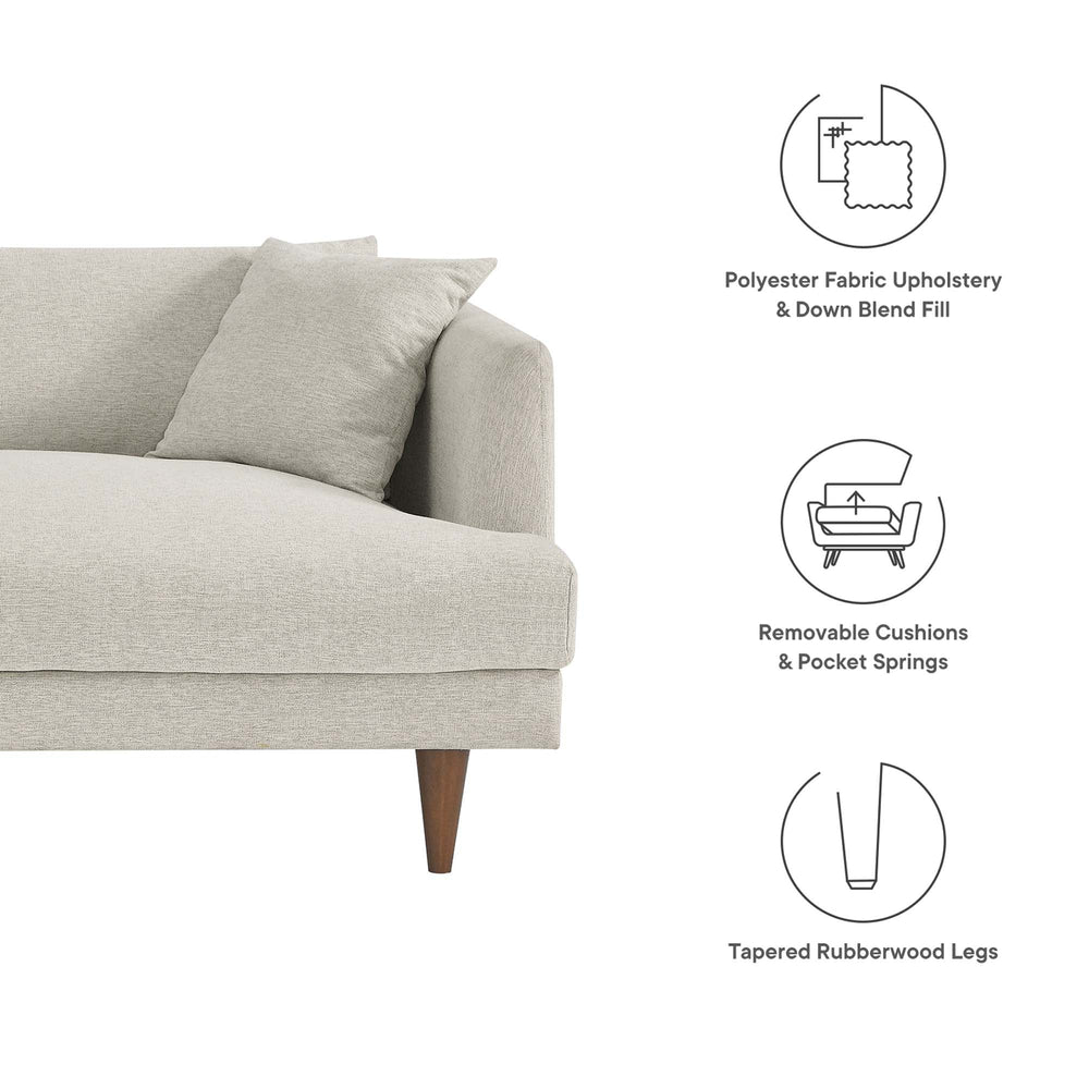 Annet modern ivory fabric sofa with wooden legs