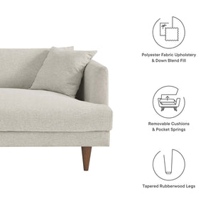 Annet modern ivory fabric sofa removable cushions with wooden legs