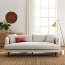 Annet modern ivory fabric sofa with wooden legs
