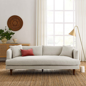 Annet modern ivory fabric sofa with wooden legs