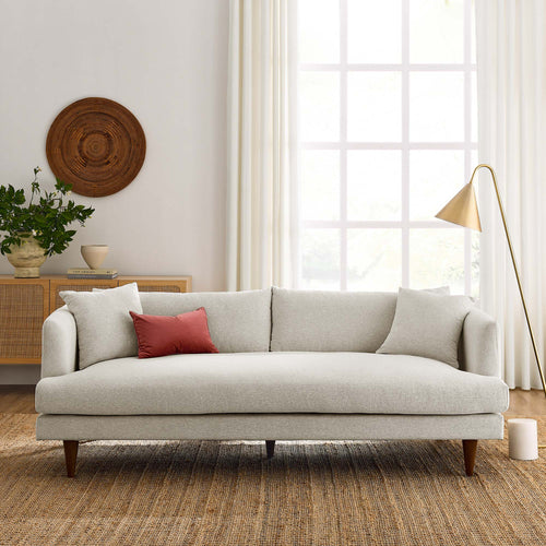 Annet modern ivory fabric sofa with wooden legs
