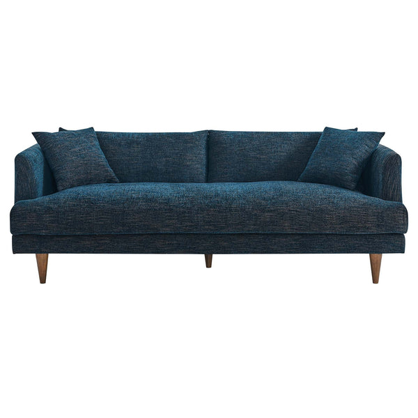 Annet modern navy fabric sofa front  with wooden legs