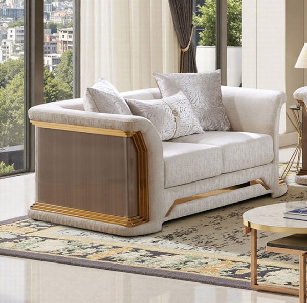 Anthoni Modern Loveseat with Gold Trim
