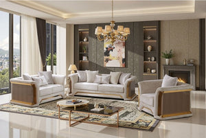 Anthoni Modern Loveseat set with Gold Trim