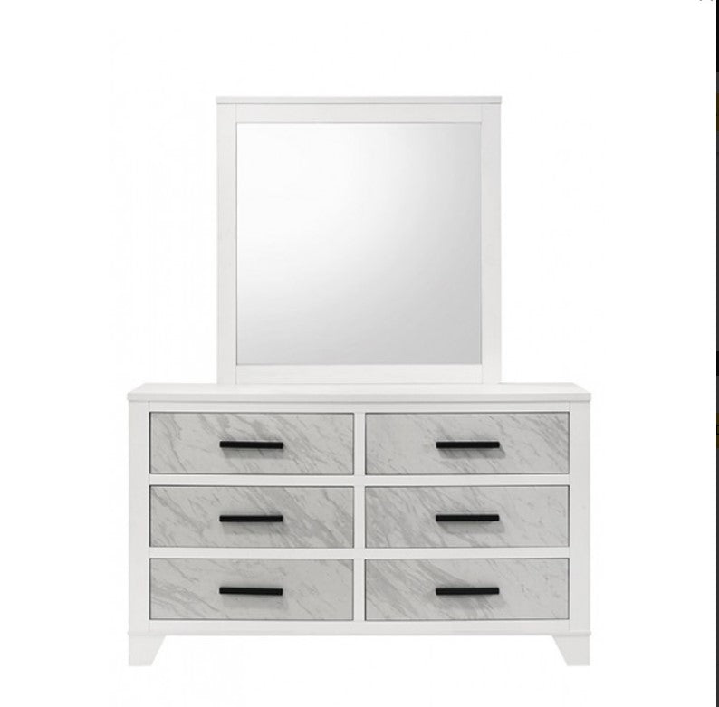 Arden White dresser with mirror and decorative items in a bedroom setting
