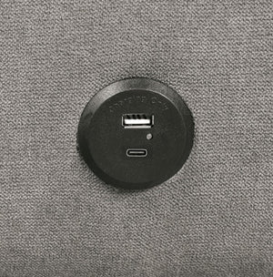 Arena contemporary futon sofa USB and C type charger details