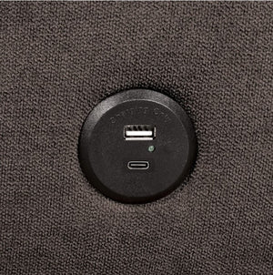 Arena brown contemporary futon sofa USB and C-type  charger details
