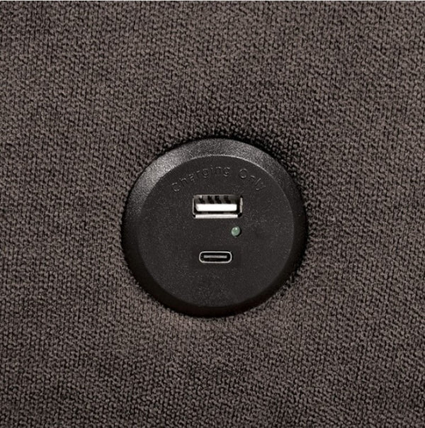 Arena brown contemporary futon sofa USB and C-type  charger details