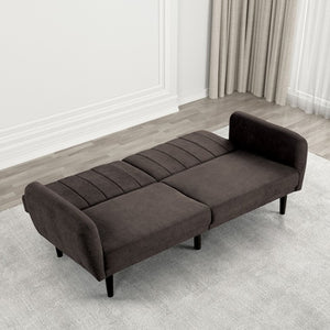 Arena brown contemporary futon sofa open bed details