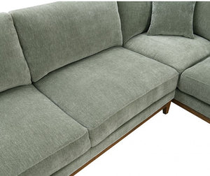 Arieal Mid-Century Modern Olive Green Chenille Fabric Sectional Gray sectional sofa on a white background