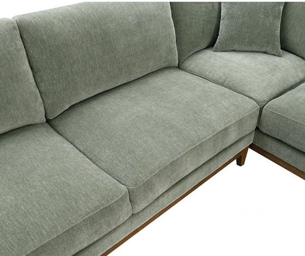 Arieal Mid-Century Modern Olive Green Chenille Fabric Sectional Gray sectional sofa on a white background