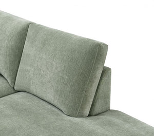 Arieal Mid-Century Modern Olive Green Chenille Fabric Sectional Green fabric sofa with a white background