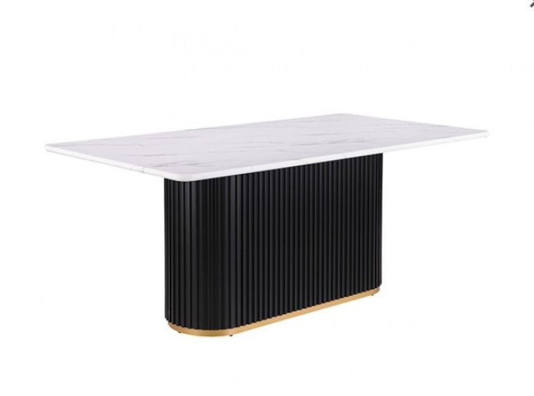 Arleto Modern Black White Top Rectangular Dining Table Style