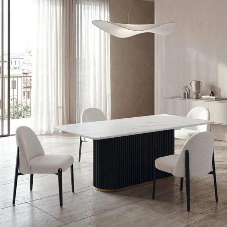 Arleto Modern Black White Top Rectangular Dining Table Style