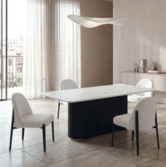 Arleto Modern Black White Top Rectangular Dining Table Style