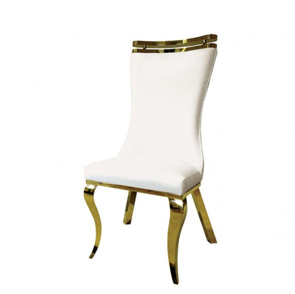Asher Gold White Leatherette Dining Chair 2-Pack
