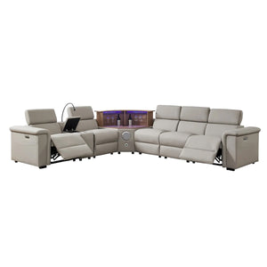 Aurelia Modern 5 Seat Sectional Sofa Powered Recliner Gray sectional sofa with reclining seats on a white background