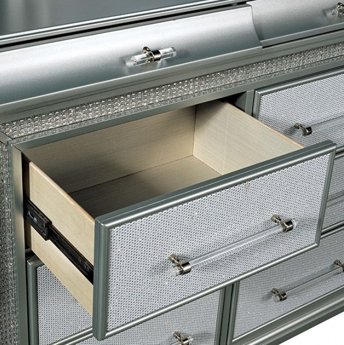Aurielle Glam Gray LED Panel Dresser