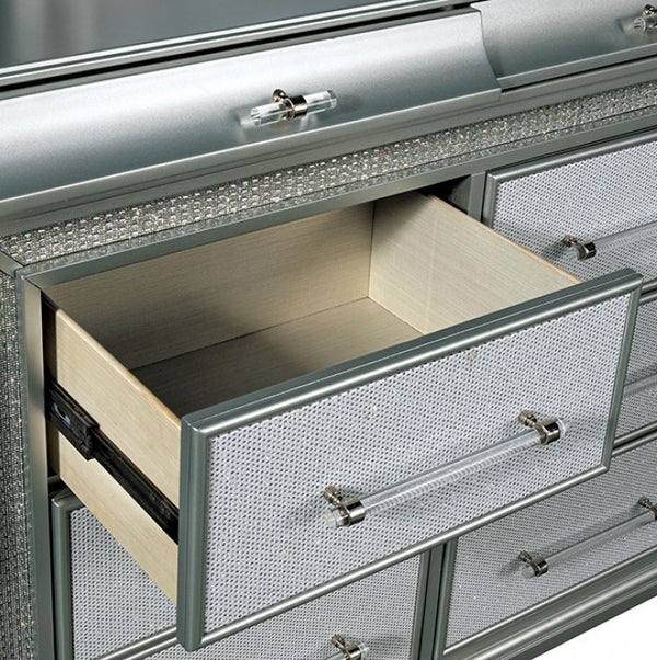 Aurielle Glam Gray LED Panel Dresser Drawer
