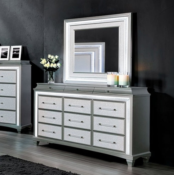 Aurielle Glam Gray LED Panel Dresser