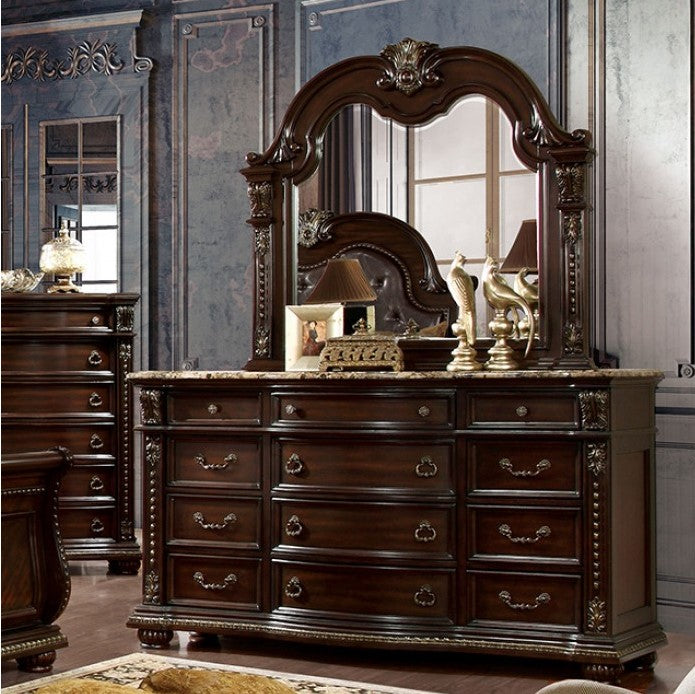 Aurora Brown Cherry Sleigh Dresser