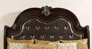 Aurora Brown Cherry Leather Sleigh Bed Headboard