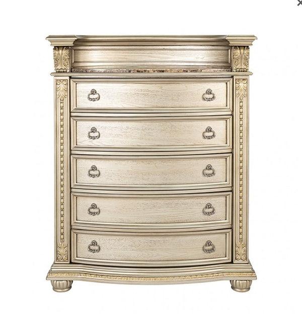 Aurora Decorative chest of drawers with ornate details on a white background