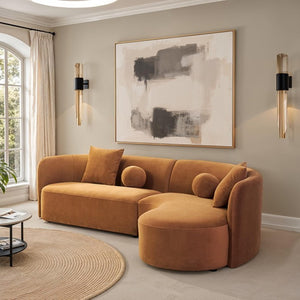 Azalia Modern Caramel Brown Circular Sectional Sofa