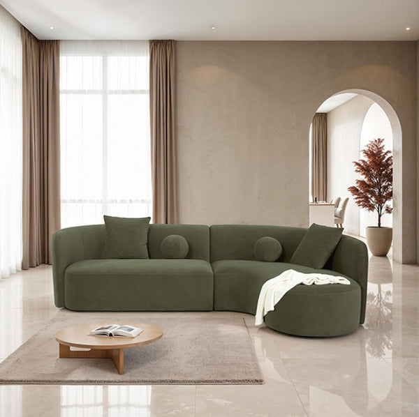 Azalia Modern Olive Green Circular Sectional Sofa Style


