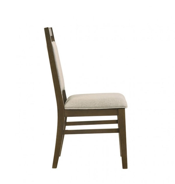 Bahhni Transitional Style Dark Walnut Chair 2PC Wooden chair with a beige cushion on a white background