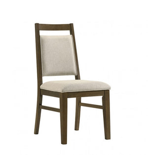 Bahhni Transitional Style Dark Walnut Chair 2PC Wooden chair with beige cushioned seat and backrest on a white background