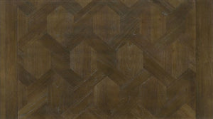 Bahhni Transitional Style Inlay Pattern Dining Table Brown wooden panel with geometric pattern