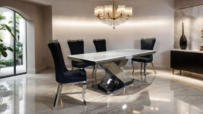 Baltique Glam Black Silver Fabric Chair