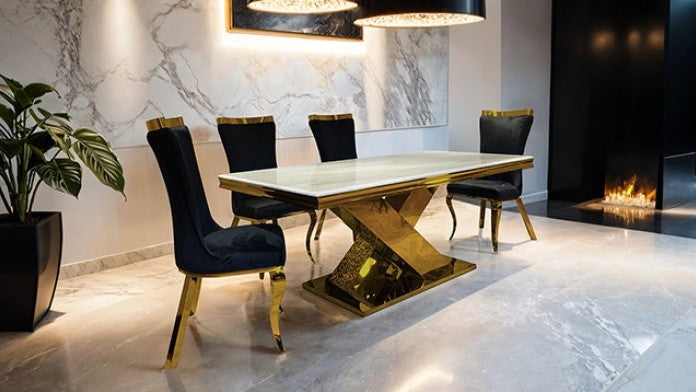Baltique Glam Black Gold Fabric Chair