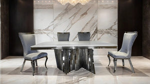 Baltique Glam Gray Silver Fabric Chair Set