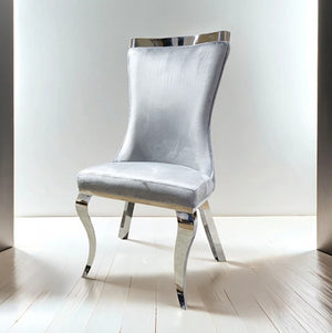 Baltique Glam Gray Silver Fabric Chair 