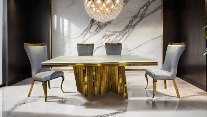 Baltique Glam Gray Gold Fabric Chairs