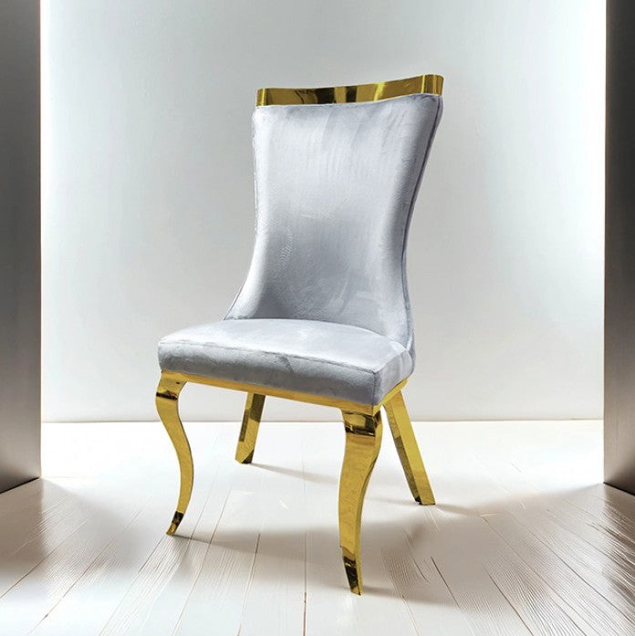 Baltique Glam Gray Gold Fabric Chairs